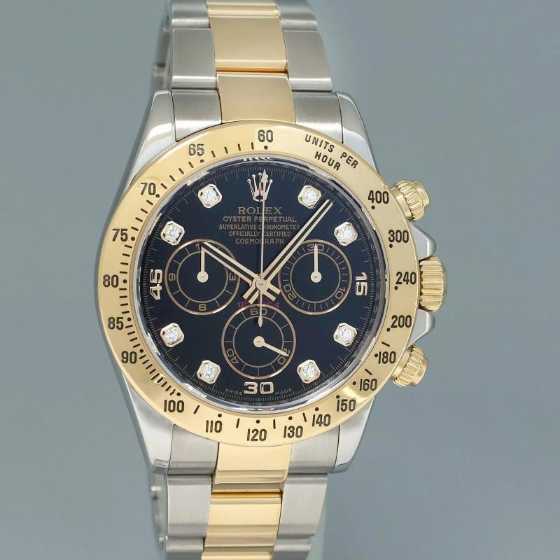 2009 MINT Rolex Daytona 116523 Black Diamond Dial Steel Yellow Gold Two Tone - 3