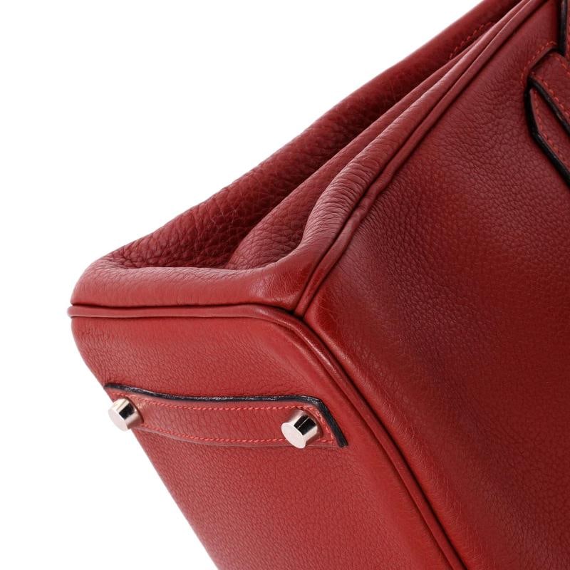 Hermes Birkin Handbag Red Clemence with Palladium Hardware 30 - 8