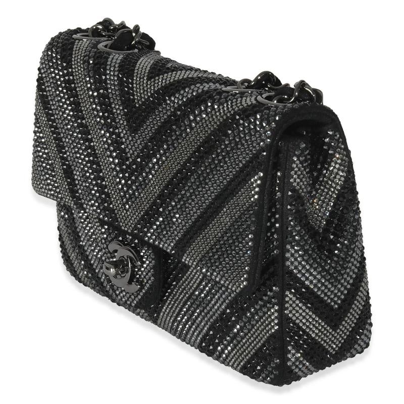 Chanel Black Strass CC Chevron Mini Flap Bag - 3