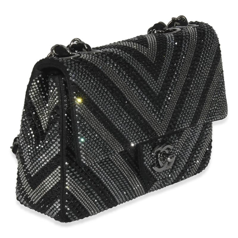 Chanel Black Strass CC Chevron Mini Flap Bag - 4