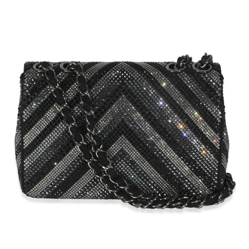Chanel Black Strass CC Chevron Mini Flap Bag - 5