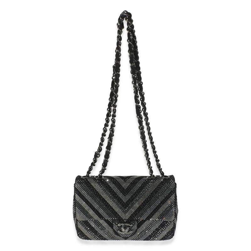 Chanel Black Strass CC Chevron Mini Flap Bag - 6