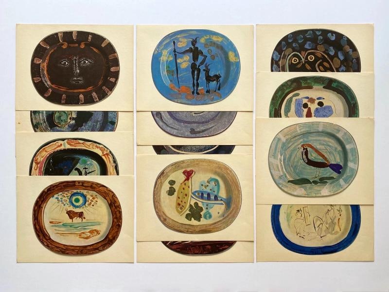 "CERAMICS BY PICASSO" RARE 1950 1ST ED MCM LITHOGRAPH PRINTS PORTFOLIO SET OF 14 - 12