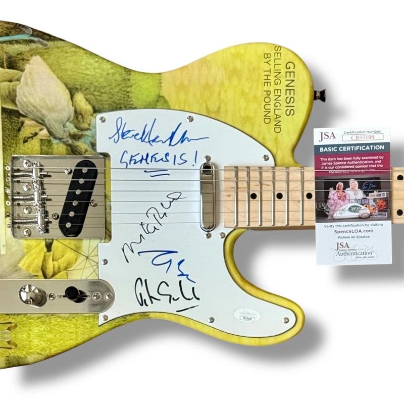 Genesis Signed Guitar Custom JSA COA Peter Gabriel Steve Hackett Rutherford Bank - 2