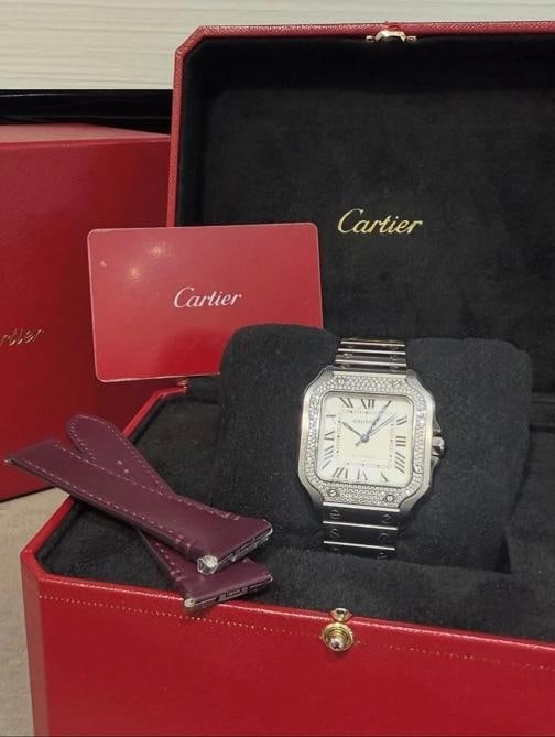 CARTIER MEDIUM SANTOS STAINLESS FACTORY DIAMOND BEZEL (2022) Ref. W4SA0005 - 2