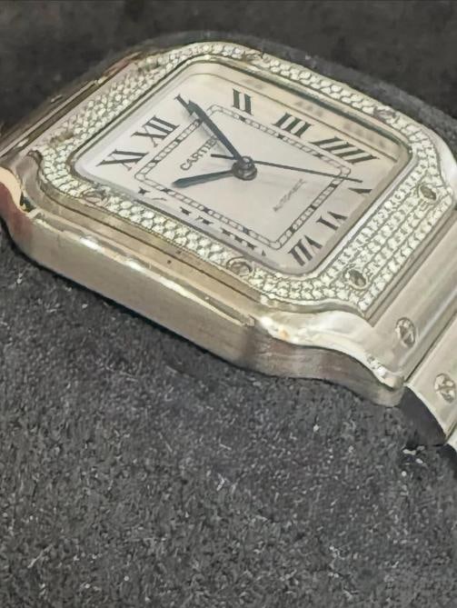 CARTIER MEDIUM SANTOS STAINLESS FACTORY DIAMOND BEZEL (2022) Ref. W4SA0005 - 3
