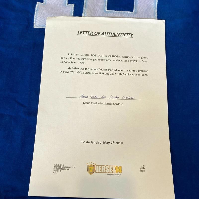 Pele Game Used 1970 Brazil National Soccer Jersey With Sports Investors COA - 8