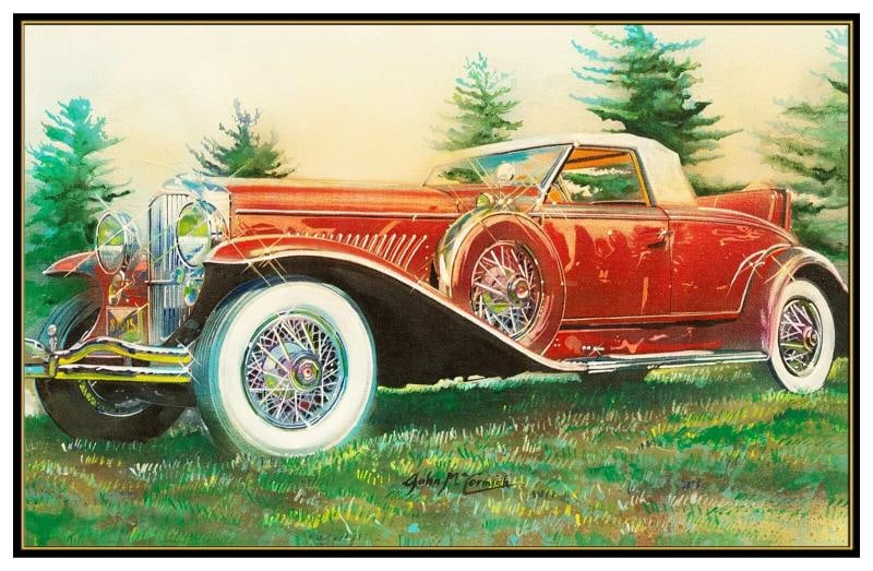 John McCormick Original Oil Painting On Canvas Signed Car Automobile Duesenberg - 2