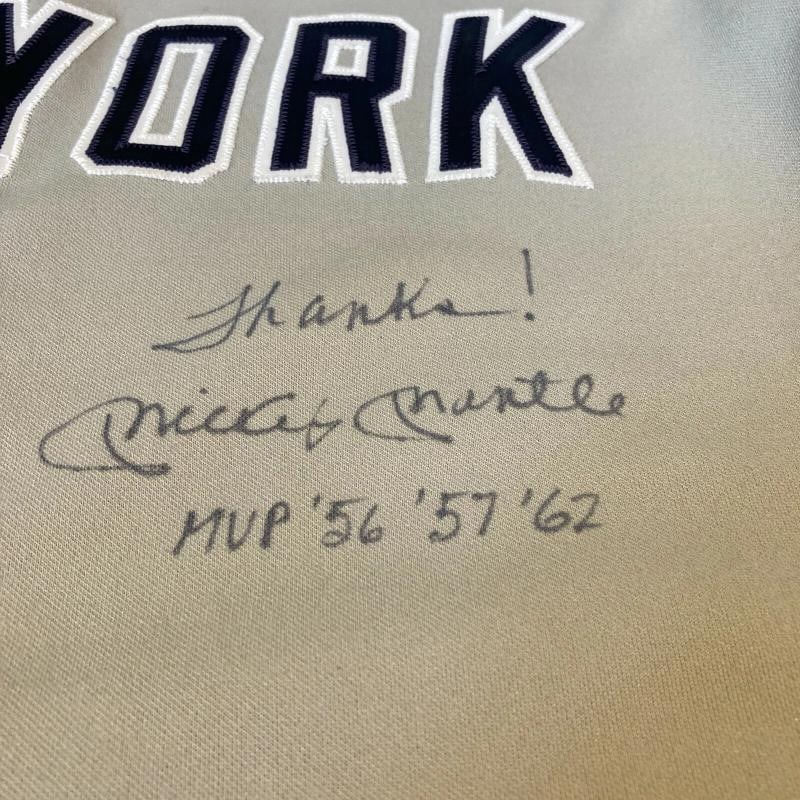 Mickey Mantle 1956, 1957, 1962 MVP Signed New York Yankees Jersey Beckett COA - 5