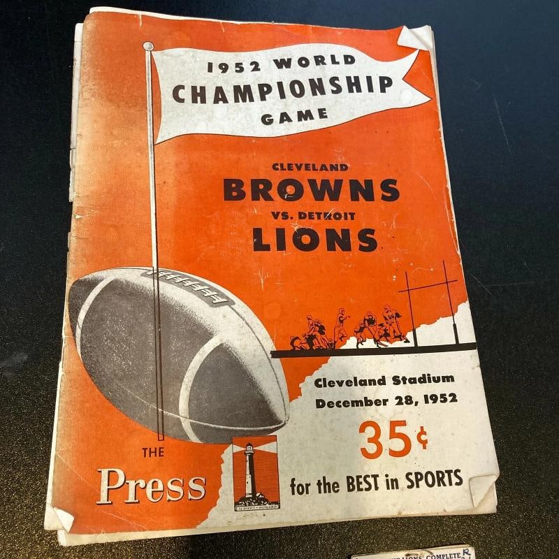 1952 Detroit Lions NFL Champs Team Signed Football W/ Tickets & Program JSA COA - 10