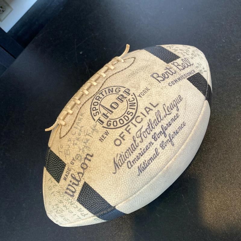 1952 Detroit Lions NFL Champs Team Signed Football W/ Tickets & Program JSA COA - 6