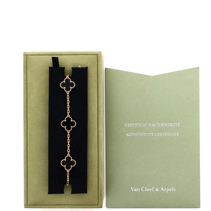 Van Cleef & Arpels Vintage Alhambra 5 Motifs Bracelet 18K Yellow Gold and Onyx - 2