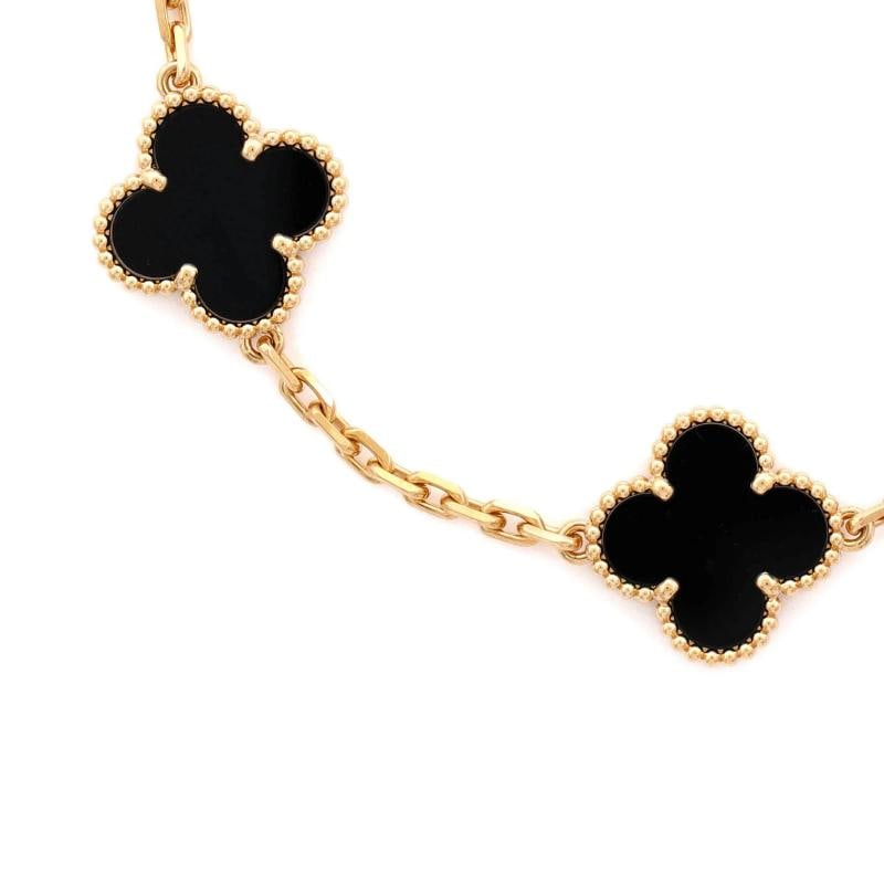 Van Cleef & Arpels Vintage Alhambra 5 Motifs Bracelet 18K Yellow Gold and Onyx - 3