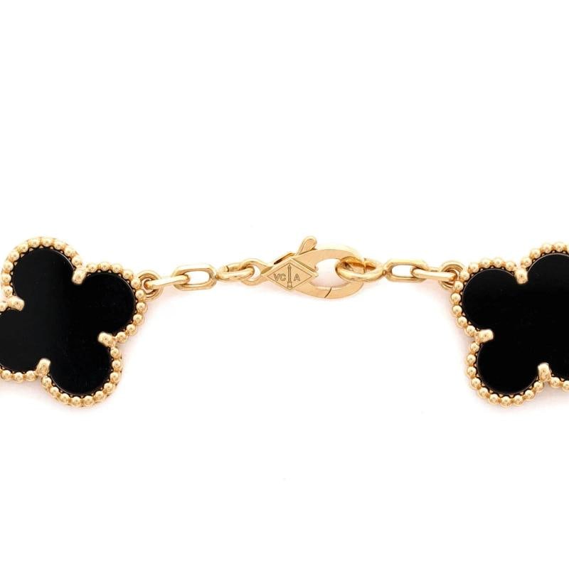 Van Cleef & Arpels Vintage Alhambra 5 Motifs Bracelet 18K Yellow Gold and Onyx - 4
