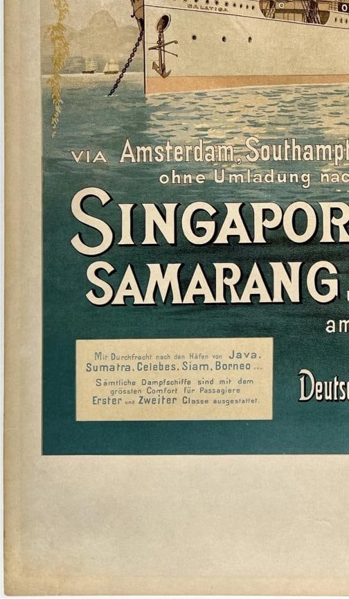 Original Vintage Poster DEUTSCHEN DAMPFSCHIFFS Singapore Steamship Cruise LINEN - 4