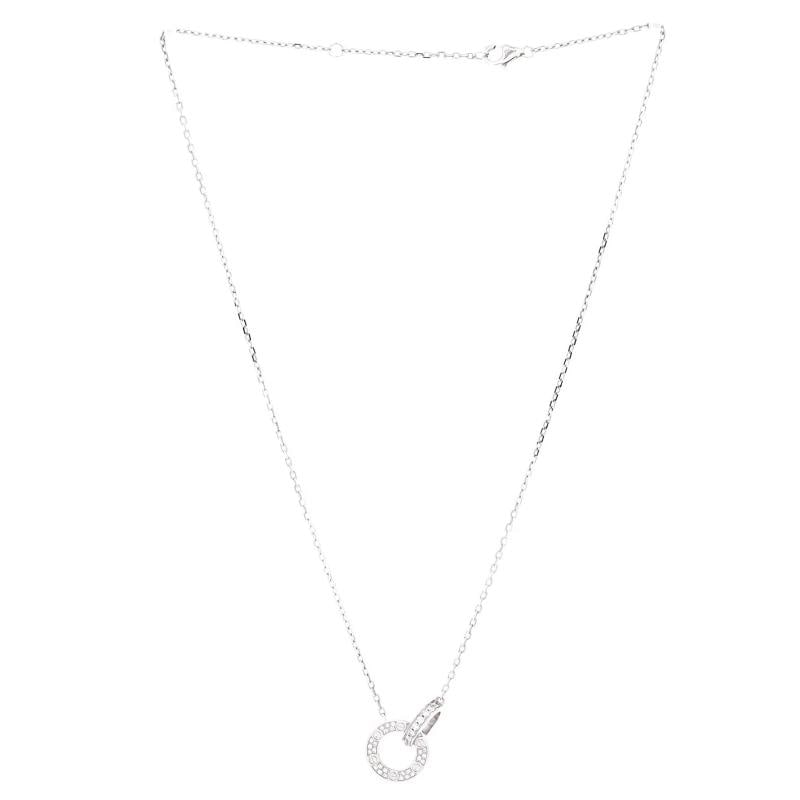 Cartier Love Interlocking Pave Necklace 18K White Gold and Diamonds - 3