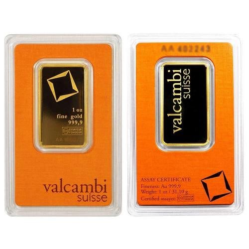 1 Troy oz Valcambi Suisse .9999 Fine Gold Bar Sealed In Assay - 3
