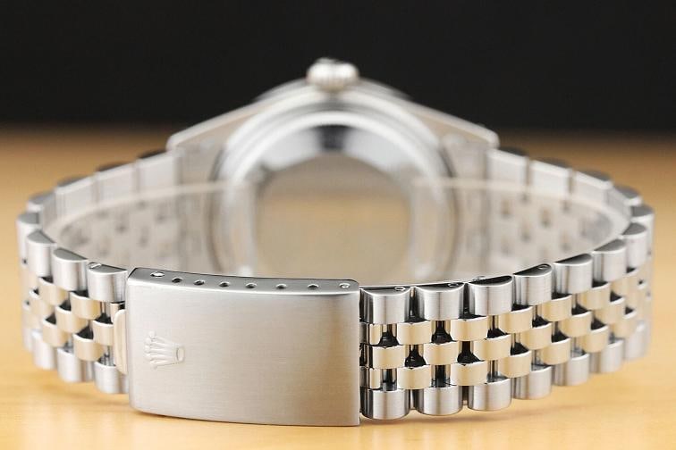 MENS ROLEX DATEJUST 1603 ICE BLUE DIAMOND DIAL 18K WHITE GOLD & STEEL WATCH - 6