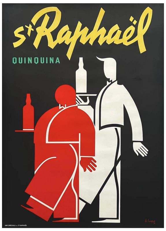 Original Vintage Poster ST. RAPHAEL QUINQUINA Art Deco Loupot Advertising LINEN (1 of 5)
