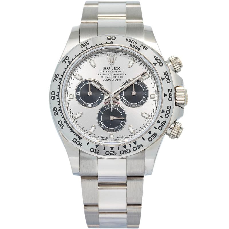 Rolex Daytona 116509 MINT 18k GHOST White Gold Silver Dial Auto Men's Watch 40mm: Condition: Pre-owned - Good: This item has been gently used but is in good condition. It might have a few signs of wear, like light scratches or tarnishing. All imperfections should be shown and descr