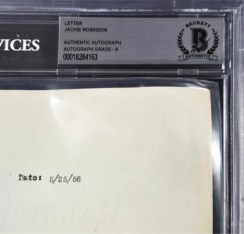 Jackie Robinson Auto 1956 Greatest Sports Thrill Contract Dodgers Sig 9 Beckett - 4