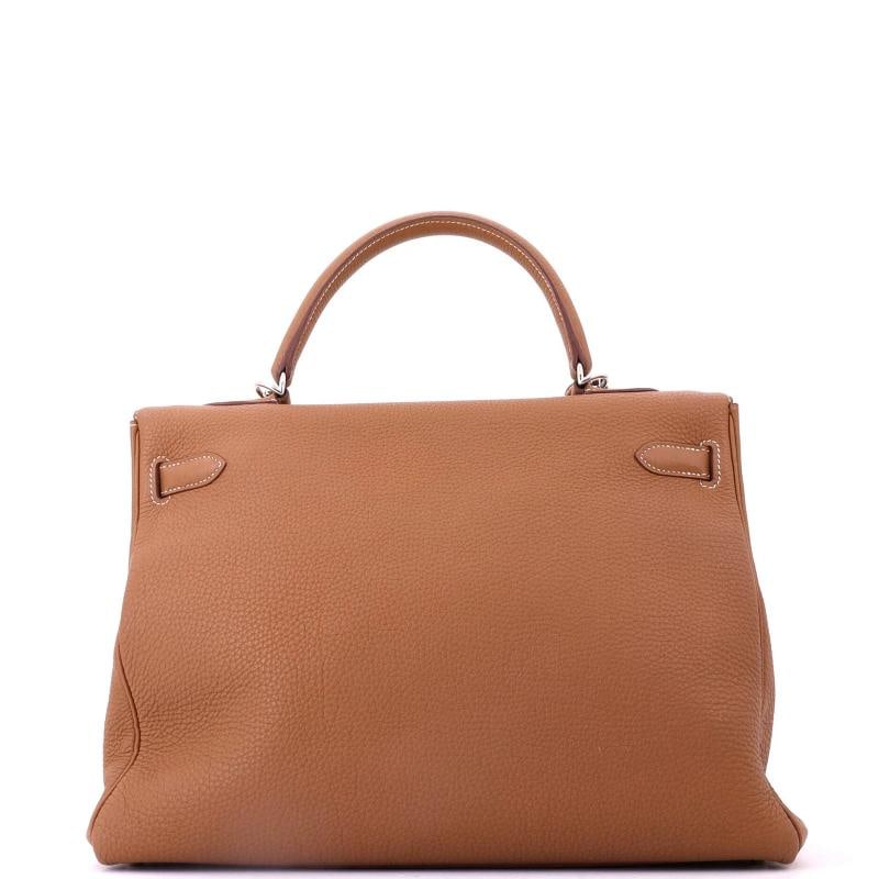 Hermes Kelly Handbag Brown Togo with Palladium Hardware 35 - 3