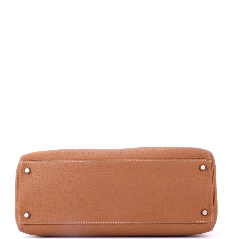 Hermes Kelly Handbag Brown Togo with Palladium Hardware 35 - 4