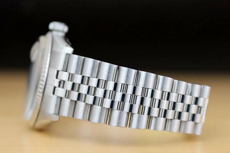 ROLEX MENS DATEJUST SILVER DIAMOND DIAL 18K WHITE GOLD STAINLESS STEEL WATCH - 5