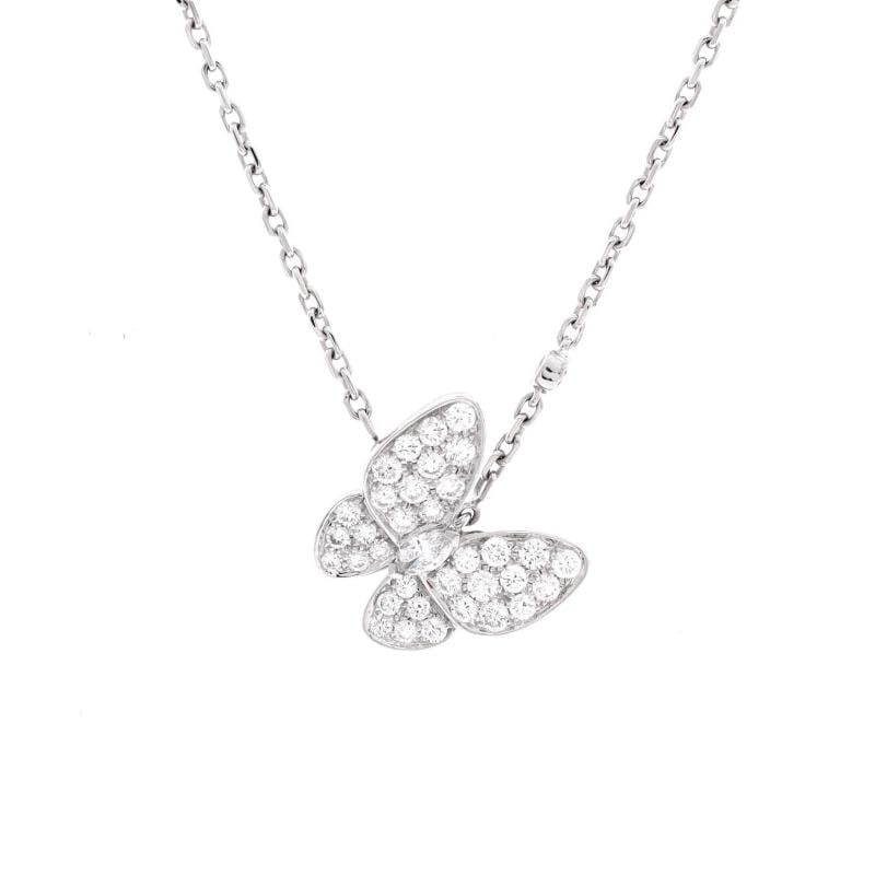 Van Cleef & Arpels Two Butterfly Pendant Necklace 18K White Gold and Diamonds: Condition: Pre-owned - Good,Brand: Van Cleef & Arpels,Main Stone: Diamond,Metal: 18K White Gold,Metal Purity: 18K,Style: Pendant,Type: Necklace,Color: White Gold,Material: 18K White Gold, Diamond Cond
