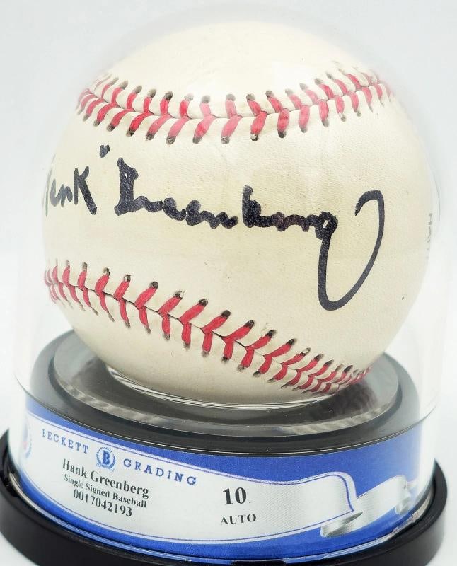 Hank Greenberg Auto Signed Official Little League Baseball Tigers Sig 10 Beckett - 3