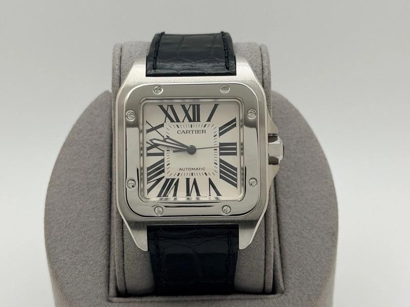 Cartier Santos 100 2656 Silver Roman Numeral Dial Stainless Steel Automatic - 2