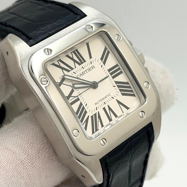 Cartier Santos 100 2656 Silver Roman Numeral Dial Stainless Steel Automatic - 5