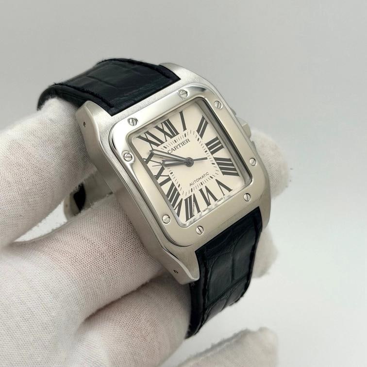 Cartier Santos 100 2656 Silver Roman Numeral Dial Stainless Steel Automatic - 6