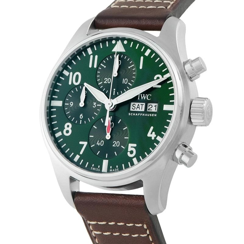IWC Pilot's 41 Green Dial Chronograph Steel Watch IW388103 Box/Papers - 2