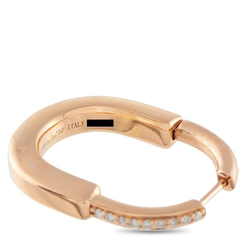 Tiffany & Co. 18K Rose Gold Diamond Lock Earrings - 4