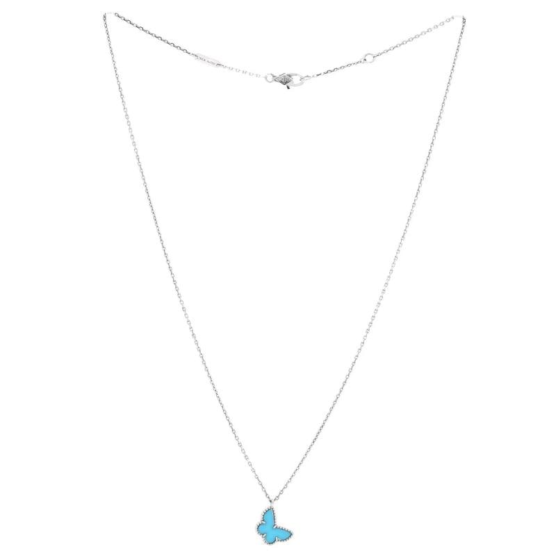 Van Cleef & Arpels Sweet Alhambra Butterfly Pendant Necklace 18K White Gold - 2