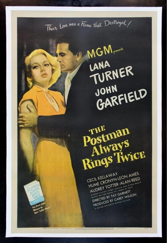 POSTMAN ALWAYS RINGS TWICE LANA TURNER MOVIE POSTER 1946 (1 of 1)