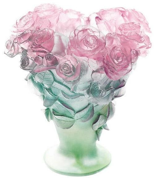 NEW DAUM CRYSTAL ROSES VASE GREEN & PINK LARGE #03547 BRAND NIB FRENCH RARE: Condition: New: A brand-new, unused, unopened, undamaged item in its original packaging (where packaging is applicable). Packaging should be the same as what is found in a retail store, unless the ite