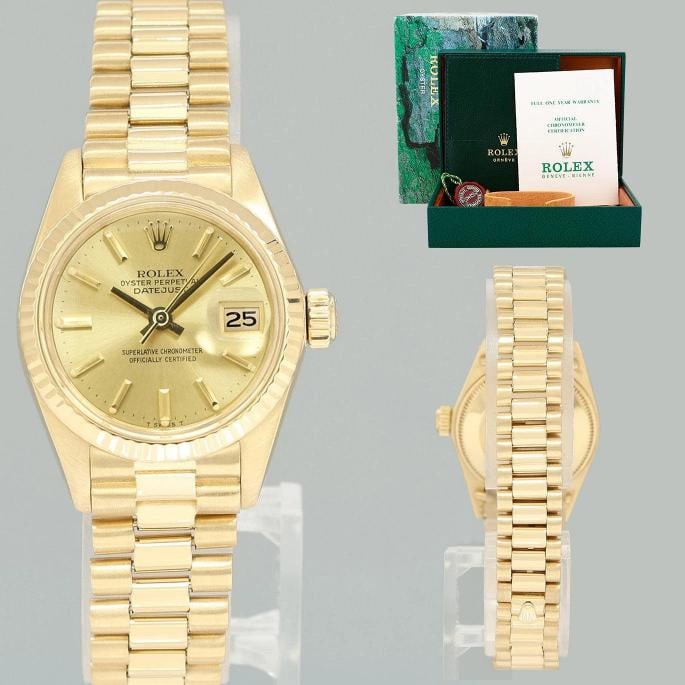 PAPERS Ladies Rolex DateJust Champagne President 26mm 6917 Yellow Gold Watch Box: Condition: Pre-owned - Good,Brand: Rolex,Department: Women,Type: Wristwatch,Country of Origin: Switzerland