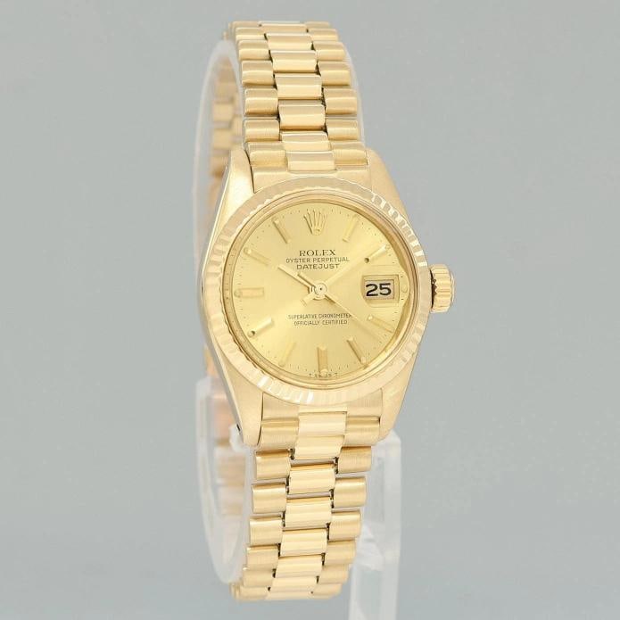 PAPERS Ladies Rolex DateJust Champagne President 26mm 6917 Yellow Gold Watch Box - 3