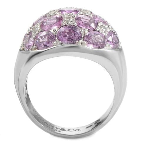 Tiffany & Co. 18K White Gold Pink Tourmaline & Diamond Dome Ring TIF11081914 - 2
