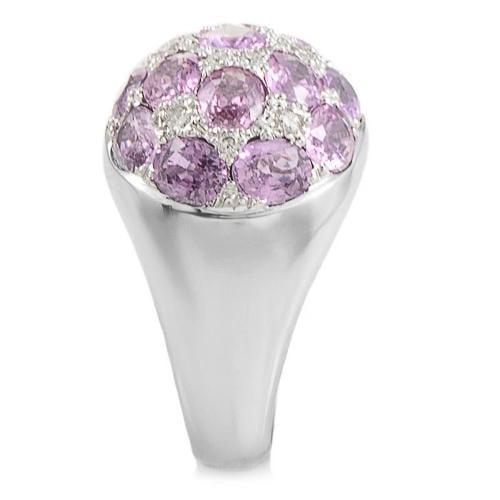 Tiffany & Co. 18K White Gold Pink Tourmaline & Diamond Dome Ring TIF11081914 - 3