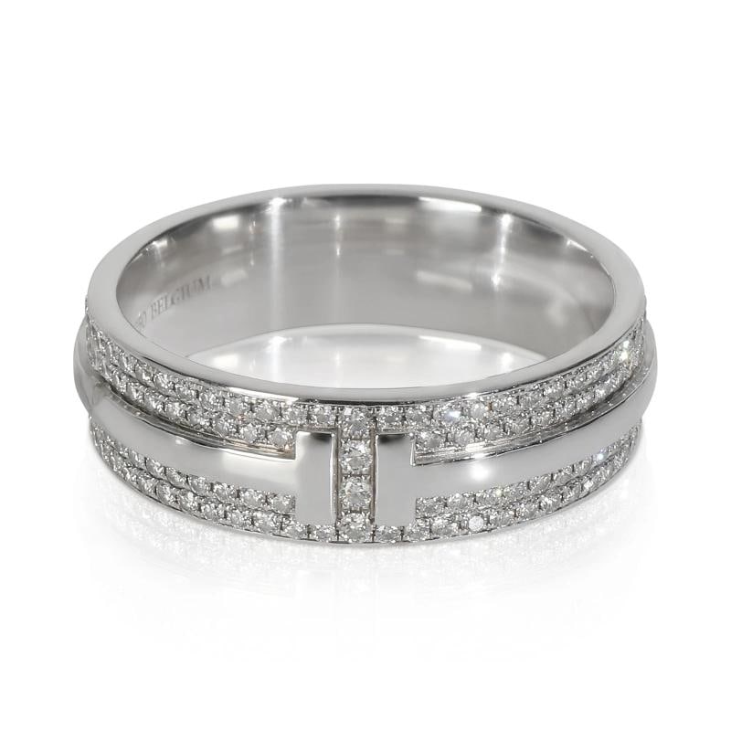 Tiffany & Co. White Gold Diamond Tiffany T Wide Ring - 2