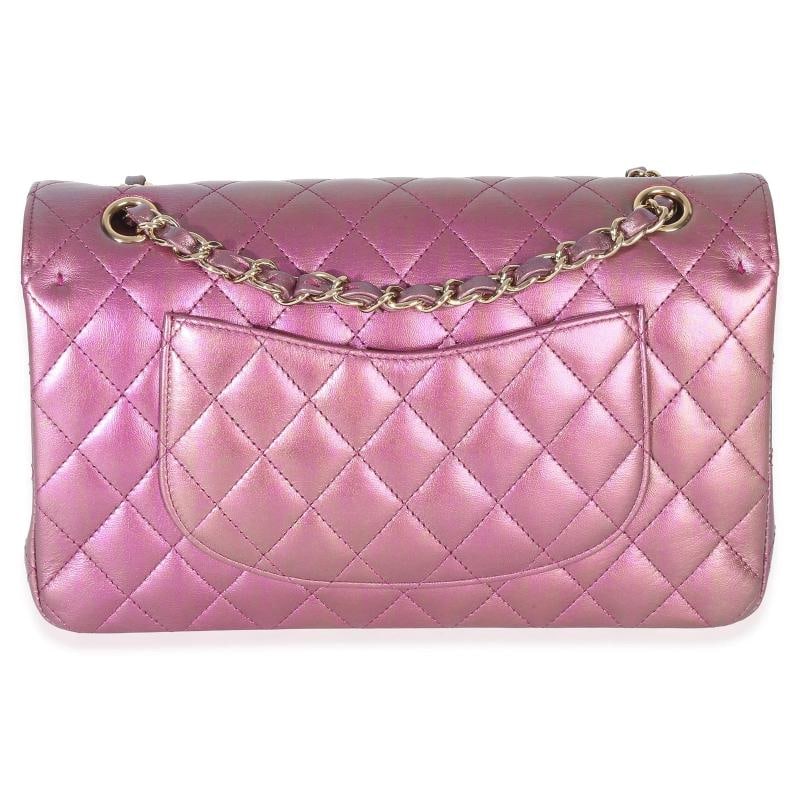Chanel Dark Pink Iridescent Quilted Lambskin Medium Classic Double Flap Bag - 5