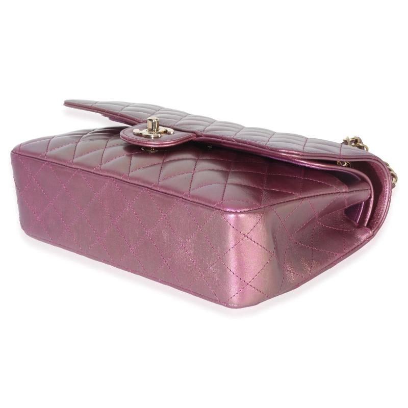 Chanel Dark Pink Iridescent Quilted Lambskin Medium Classic Double Flap Bag - 7