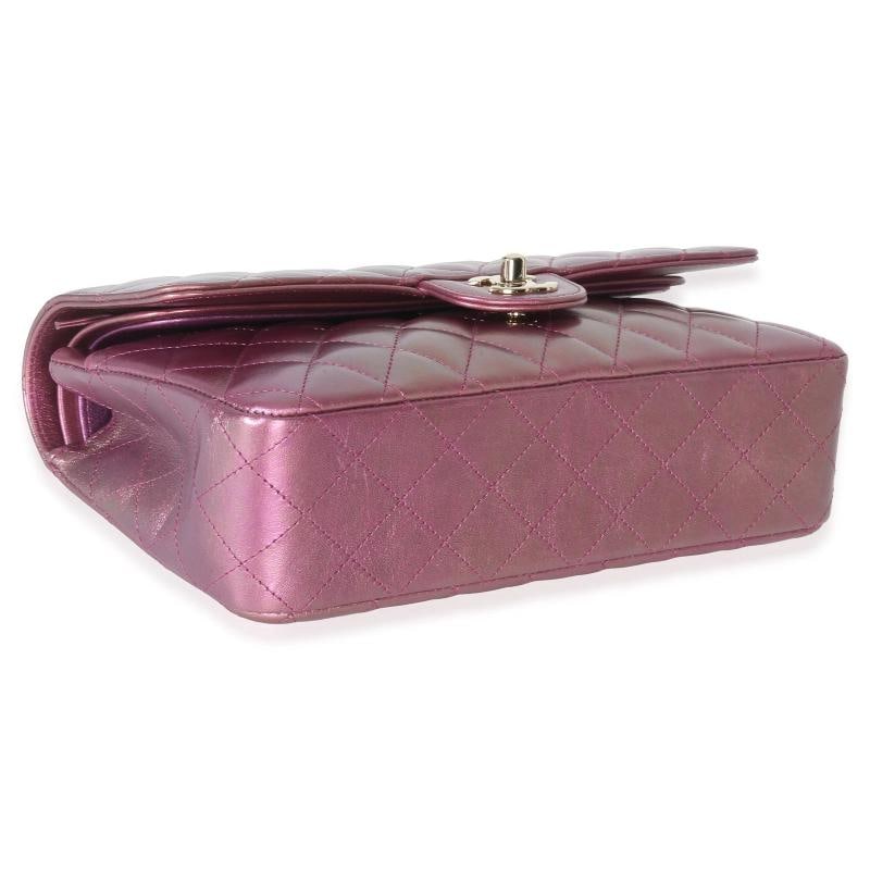 Chanel Dark Pink Iridescent Quilted Lambskin Medium Classic Double Flap Bag - 8