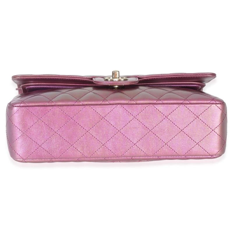 Chanel Dark Pink Iridescent Quilted Lambskin Medium Classic Double Flap Bag - 9