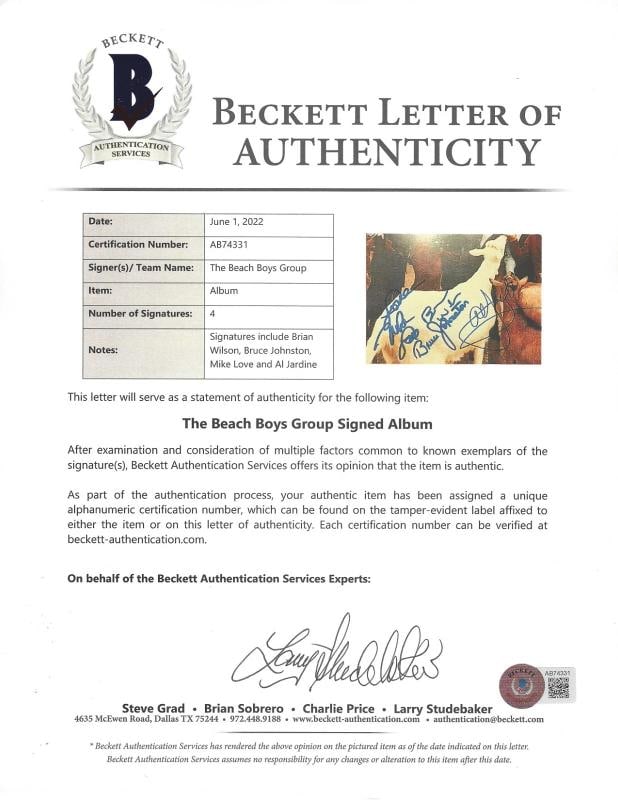 THE BEACH BOYS BAND SIGNED 'PET SOUNDS' ALBUM VINYL BECKETT COA BRIAN WILSON x4 - 2