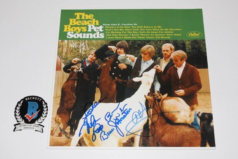 THE BEACH BOYS BAND SIGNED 'PET SOUNDS' ALBUM VINYL BECKETT COA BRIAN WILSON x4 - 3