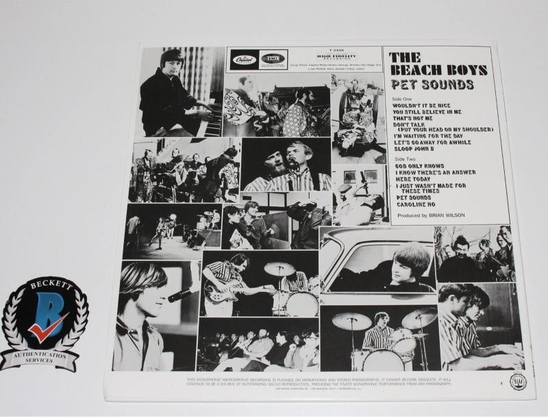 THE BEACH BOYS BAND SIGNED 'PET SOUNDS' ALBUM VINYL BECKETT COA BRIAN WILSON x4 - 4